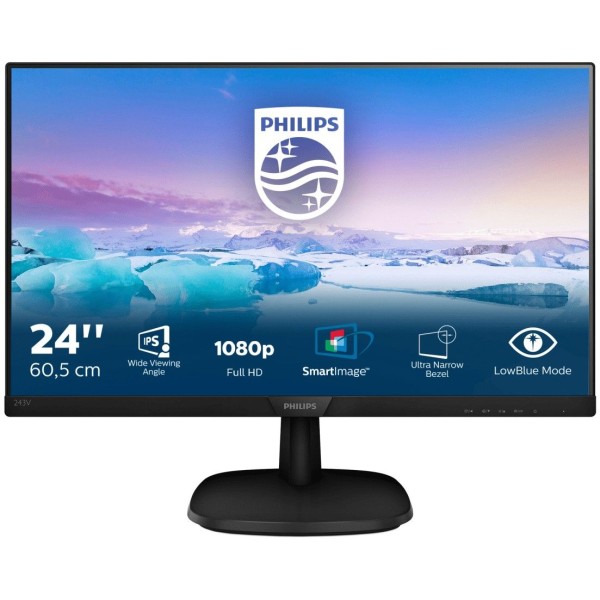 TFT 24" Philips V-Line 243V7QDSB 5ms IPS 16:9 VGA DVI HDMI VESA Full HD Black