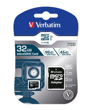 SD Micro Card 32GB Verbatim SDHC Pro Class 10 + Adapter