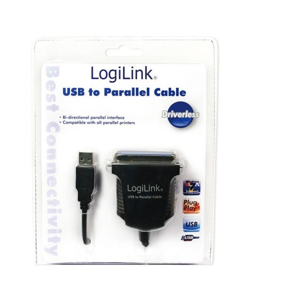 Kabel LogiLink USB-Parallel 1.80m schwarz