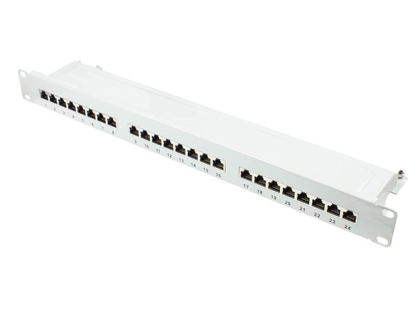 Patchpanel 24-Port LogiLink 1U Cat6A STP, grau